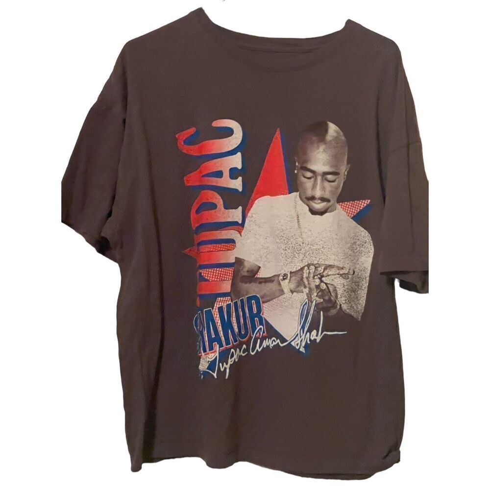 2Pac Tupac Shakur Mens Brown Rapper Hip Hop Streetwear Classic T-Shirt XL